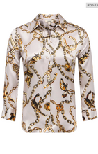 Load image into Gallery viewer, Dani 3/4 Sleeve Blouse Long Horn Chain
