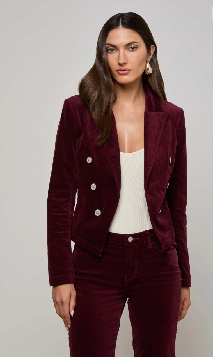 Wayne Velvet Blazer Dark Port