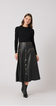 Load image into Gallery viewer, Cleo Knit and Leather Midi Dress Black