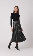 Load image into Gallery viewer, Cleo Knit and Leather Midi Dress Black