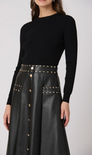 Load image into Gallery viewer, Cleo Knit and Leather Midi Dress Black