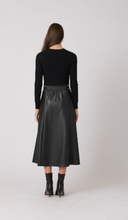 Load image into Gallery viewer, Cleo Knit and Leather Midi Dress Black