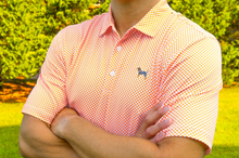 Load image into Gallery viewer, Bluetick Checkerboard Polo Orange/White