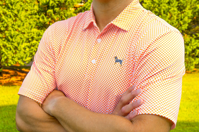 Bluetick Checkerboard Polo Orange/White