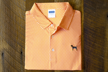 Load image into Gallery viewer, Bluetick Checkerboard Polo Orange/White