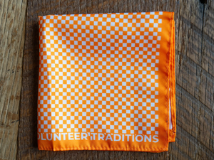 Checkerboard Pocket Square Purse Tie Orange/White
