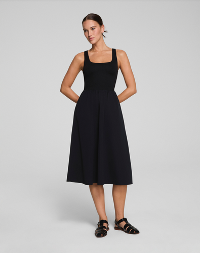Smooth Jersey Mix Media Dress Classic Black