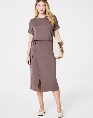 Airessential Tie Waist Dress Spanx Smoke