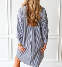 Load image into Gallery viewer, Frances Dress Charcoal Stripe
