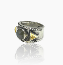 Load image into Gallery viewer, Silver Laborite &amp; Coin Ring