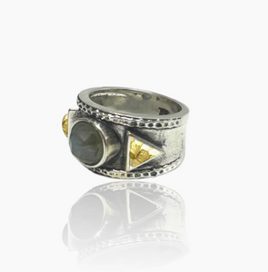 Silver Laborite & Coin Ring
