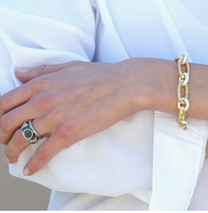 Silver Laborite & Coin Ring
