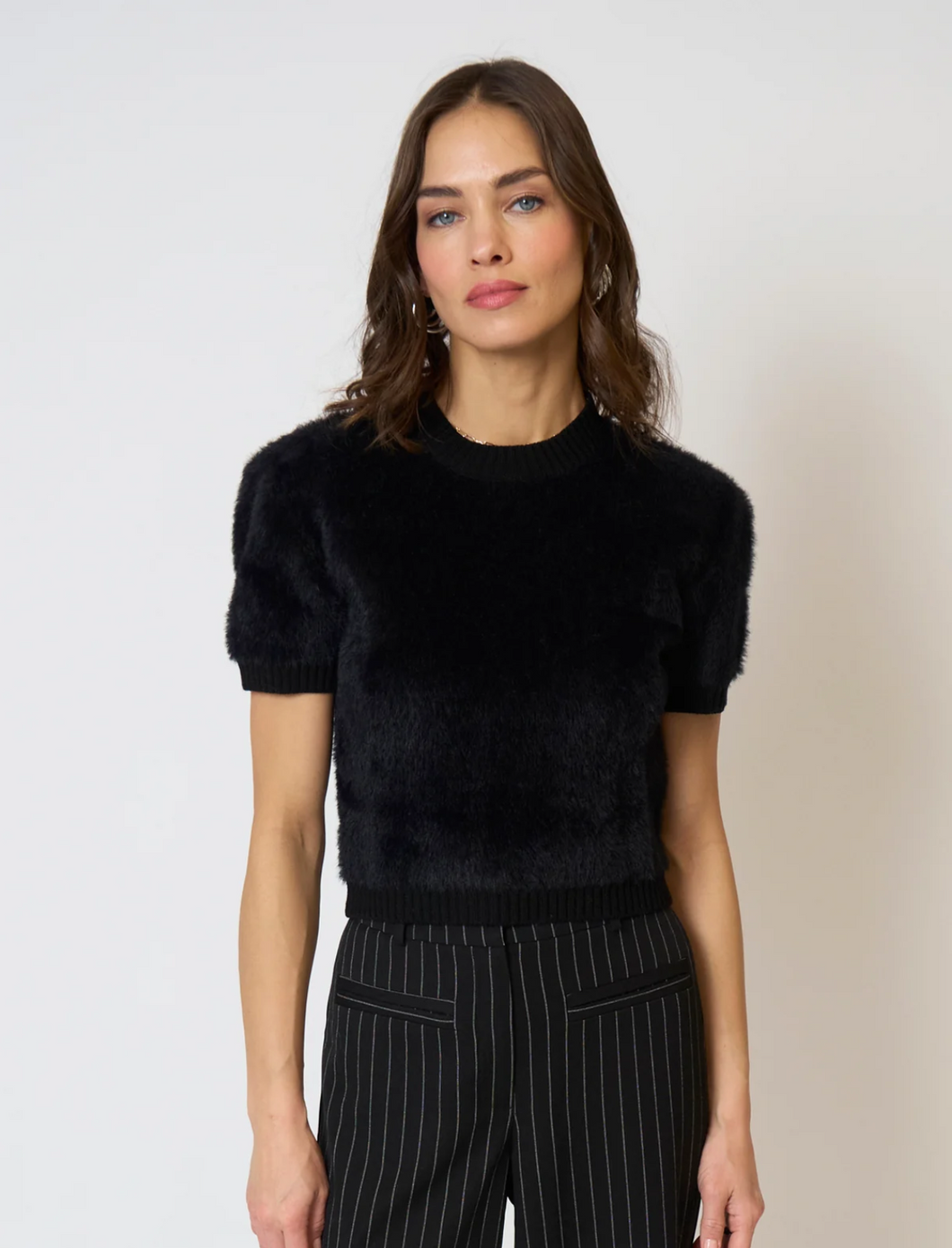 Roman Eyelash Tee Sweater Black