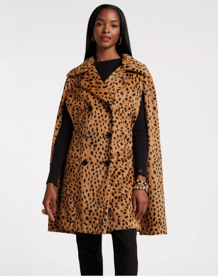 Preston Cape Cheetah Faux Fur Brown