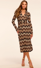 Load image into Gallery viewer, Lydia Dress Black/Brown Neutral Swirl