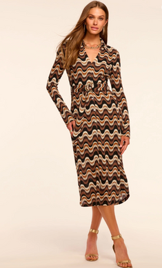 Lydia Dress Black/Brown Neutral Swirl