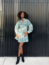 Load image into Gallery viewer, Wright 2.0 Mini Dress Blue Feather Multi