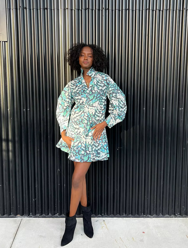 Wright 2.0 Mini Dress Blue Feather Multi