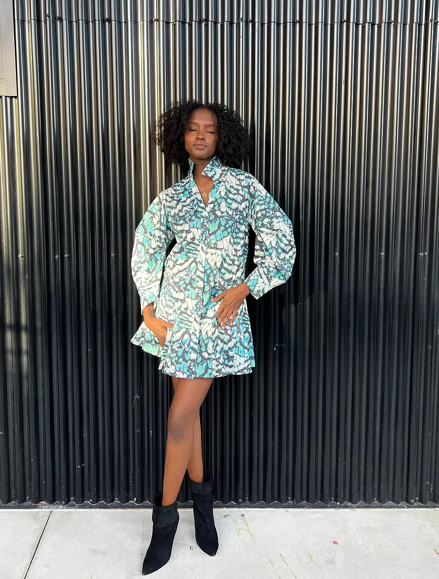 Wright 2.0 Mini Dress Blue Feather Multi