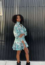Load image into Gallery viewer, Wright 2.0 Mini Dress Blue Feather Multi