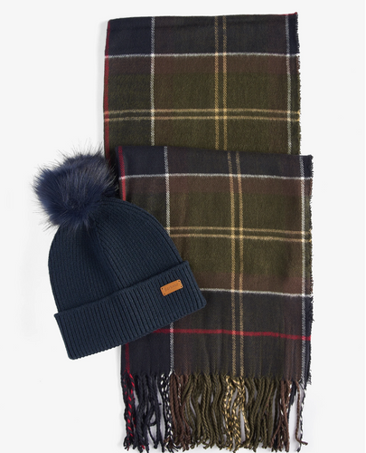 Barbour Beanie & Hailes Scarf Set