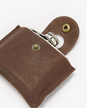 Load image into Gallery viewer, Barbour 4oz Hinged Hipflask Brown