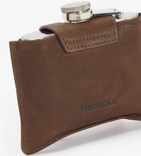 Load image into Gallery viewer, Barbour 4oz Hinged Hipflask Brown