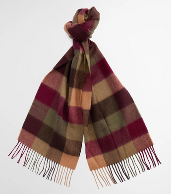 Barbour Lambswool Tattersall Scarf Tawny Port