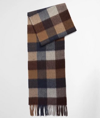 Barbour Lambswool Tattersall Scarf Midnight Oak
