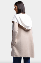 Load image into Gallery viewer, Reversible Hooded Cardigan Tan/White