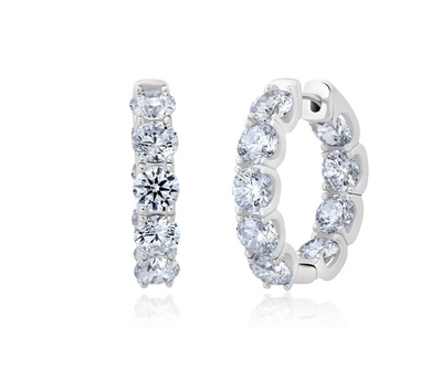 9.0 CTTW Medium Brilliant Round Hoop Earrings