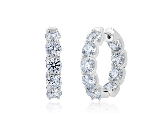 9.0 CTTW Medium Brilliant Round Hoop Earrings