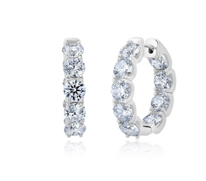 9.0 CTTW Medium Brilliant Round Hoop Earrings