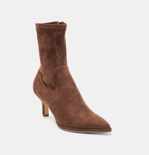 Amara Suede Ankle Bootie Dark Brown