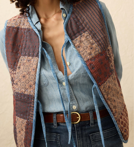 Faherty Indigo Patchwork Vest