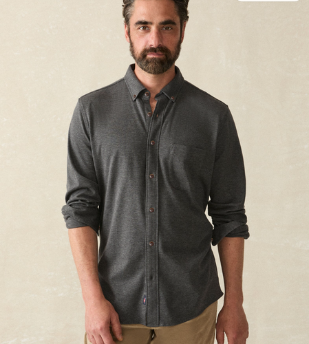 Coastline Knit Shirt Charcoal Heather