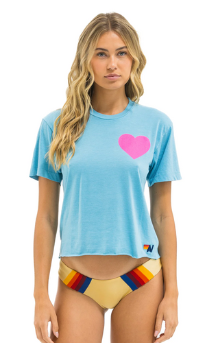 AV Heart Print Boyfriend Tee Aqua
