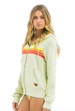 Load image into Gallery viewer, AVN 5 Stripe Zip Hoodie Lime