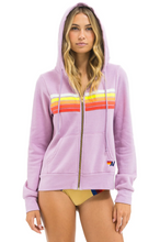 Load image into Gallery viewer, AVN 5 Stripe Zip Hoodie Mauve