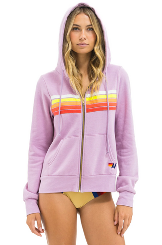 AVN 5 Stripe Zip Hoodie Mauve