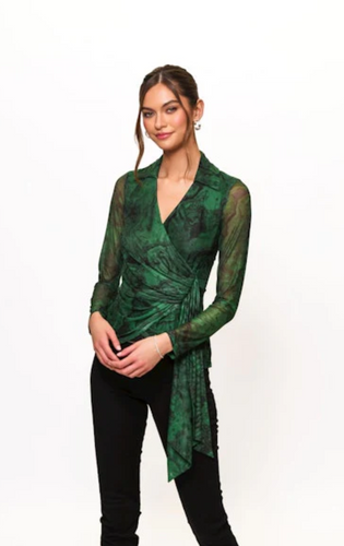 Gale Wrap Marble Blouse Emerald