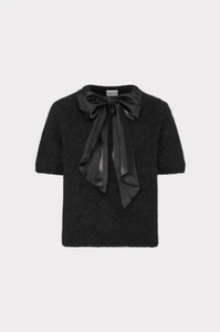 Bow Fuzzy Sweater Black