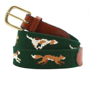 Needlepoint Belt Fox/Hound Hunter
