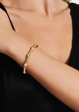 Load image into Gallery viewer, Bamboo Enamel Hinge Bangle Gold