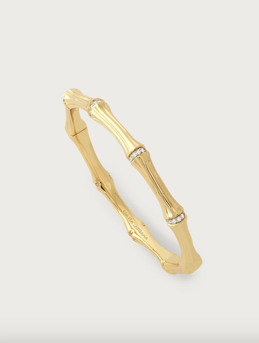 Bamboo Enamel Hinge Bangle Gold
