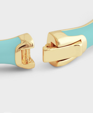 Load image into Gallery viewer, Bamboo Enamel Hinge Bangle Turquoise