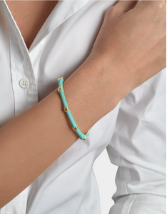 Bamboo Enamel Hinge Bangle Turquoise