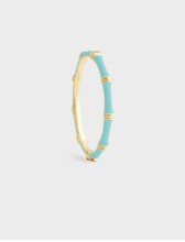 Load image into Gallery viewer, Bamboo Enamel Hinge Bangle Turquoise