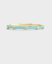 Load image into Gallery viewer, Bamboo Enamel Hinge Bangle Turquoise