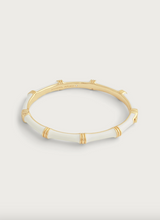 Load image into Gallery viewer, Bamboo Enamel Hinge Bangle Cream